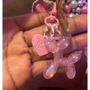NEW‎ Pink Balloon Dog Keychain Heart Charm Keyring Cute Y2K thumbnail 5
