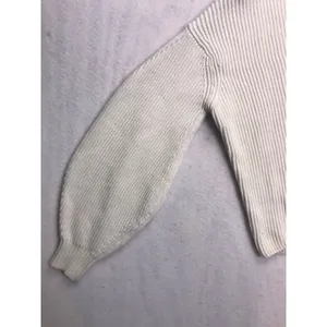 Maeve Anthropologie Ivory Ribbed Mock Neck Balloon Sleeve‎ Sweater Medium thumbnail 5
