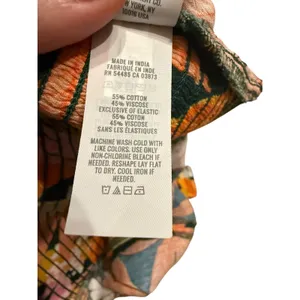 Aerie Size L Tie Front Crop Top Tropical Floral Beach Vacation Smocked‎ Colorful thumbnail 6