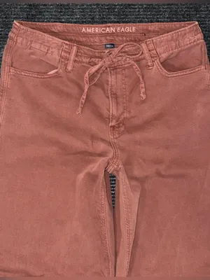 American Eagle Dreamy Drape Stretch Low Rise Ultra Wide Leg Pant Rust Red Sz 2 R thumbnail 3