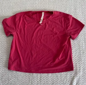 Lululemon Everlux Short Sleeve Train T-Shirt Pink Cropped Size 4 LW3HA8S thumbnail 1