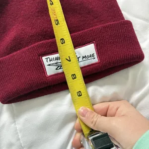 Think Less Act More Beanie Hat Winter‎ Fall Unisex Red White Acrylic thumbnail 3