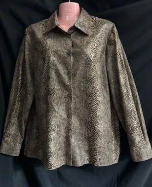 Harve Benard Holrzman Vintage Womens Snake-Print Button Front Jacket thumbnail 1