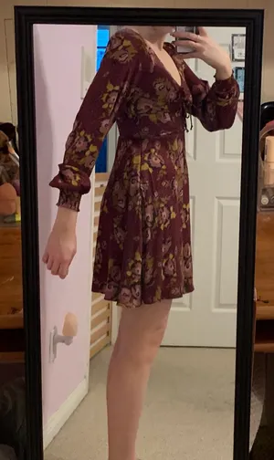 Wine Floral Dress thumbnail 2