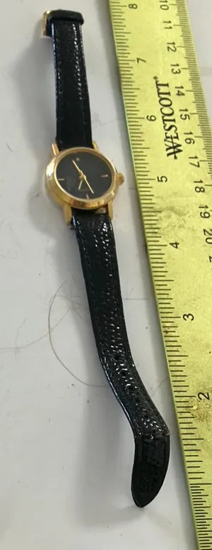 Gold and Black Leather Watch thumbnail 1