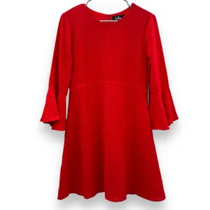 Lulus‎ Center of Attend Red Flounce 3/4 Bell Sleeve Mini Dress Size M thumbnail 3