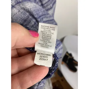 Pure Jill J. Jill Maxi Dress Womens Medium Blue Linen Striped Sleeveless Pockets thumbnail 7