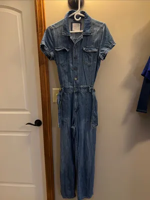 Habitual Denim Blue Short-Sleeve Utility One-Piece thumbnail 2