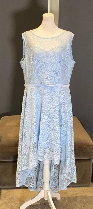 Women’s Blue Floral Lace High Low Cocktail Party Bridesmaid Dress Size XL NEW thumbnail 1