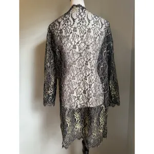 Victoria's Secret Black Gold Lace Robe 90's Glam Whimsi Goth S resort beach boho thumbnail 2