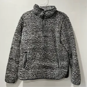 Thread & Supply Cozy Sherpa Fleece Pullover Sweatshirt 1/4 Zip Grey‎ Size Small thumbnail 3