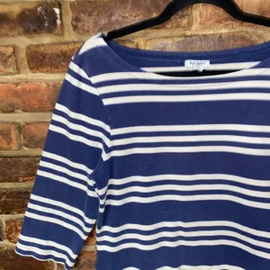 Old Navy Blue White Striped 3/4 Sleeve Blouse Women's Size Large thumbnail 2