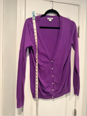 Old Navy Size S Purple Magenta V-Neck Button Front Knit Cardigan 100% Cotton thumbnail 7