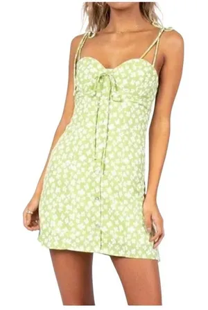 Princess Polly Floral Lime Mini Dress Sz 10 thumbnail 1