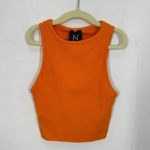 Naked Wardrobe Ribbed Crop‎ Tank Top Orange Racerback Sleeveless Size S thumbnail 2