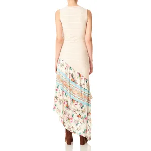 AMUR Eleanor Asymmetric Floral‎ Silk Blend Midi Dress Ivory Size S thumbnail 4