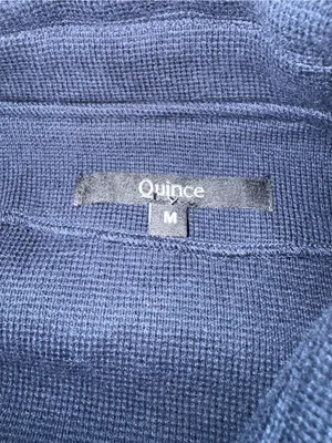 Quince 100% Organic Cotton Knit Blazer Navy Notch Collar Front Pockets Med thumbnail 11