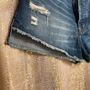 Abercrombie & Fitch dark wash light distressed/whiskered high rise festival shor thumbnail 3