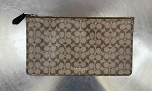 Coach Signature Slim Zip Top Wallet Brown thumbnail 1