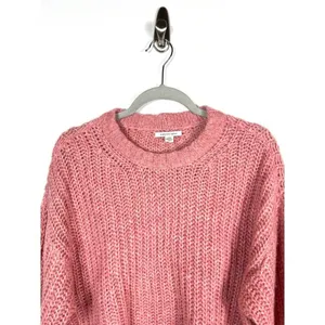 American Eagle Outfitters Pink Textured Chunky Knit Cropped‎ Sweater Women's S thumbnail 2