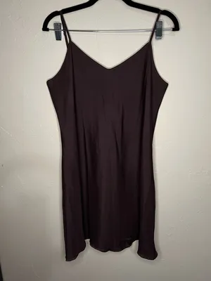 Anna Sui Vintage Chocolate Brown Sheer Spaghetti Strap Slip Mini Dress Y2K 90s thumbnail 2
