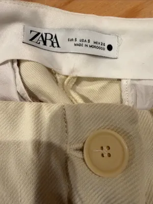 Zara Light Cream Wide-Leg High-Rise Trousers thumbnail 7