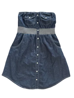 American Rag Strapless Denim Button-Front Dress in Blue thumbnail 1
