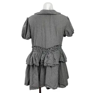 Urban Outfitters Claire Black Gingham Check Short Sleeve Babydoll Mini Dress M thumbnail 3
