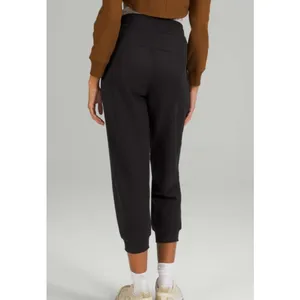 Lululemon Scuba High Rise Cropped Jogger Cotton Terry Drawcord Black Size 8 thumbnail 2