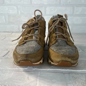 Sorel Kinetic Caribou Snow Boots‎ Womens 7.5 Light Brown Leather Gray Waterproof thumbnail 5