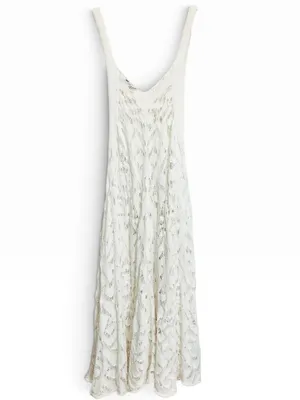 Free People Beach Bianca Fauxchet Crochet Flowy Midi Dress Ivory Large thumbnail 5