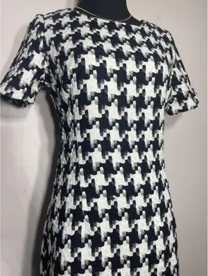 Kling Houndstooth Mini Shift Dress Vtg Old Money Minimal 6 thumbnail 4