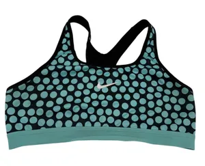 Nike Pro Dri-Fit Halter Black & Blue Polka Dot Sports Bra Size Large thumbnail 1