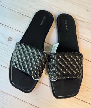Old Navy Black Braided Slide Mules thumbnail 1