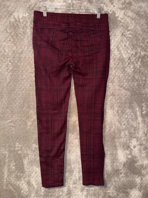 Liverpool Reagan Printed Skinny Burgundy Plaid Pants Size 6/28 thumbnail 5