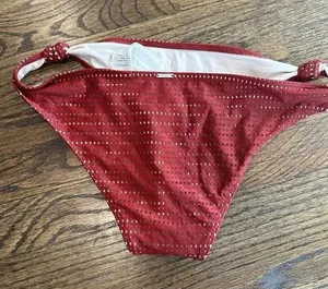 Abercrombie & Fitch Side Knot Bikini Bottom Burgundy Size Medium thumbnail 2