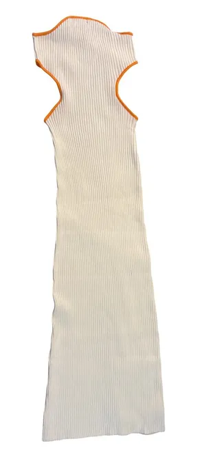 Peppermayo Cream Ribbed Cutout Maxi Dress with Orange Trim thumbnail 1