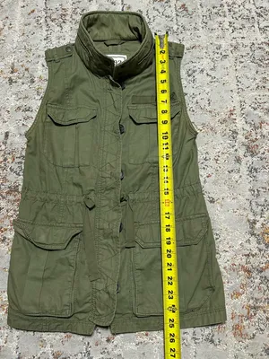 Abercrombie & Fitch 1892 olive green cotton utility vest Medium thumbnail 4