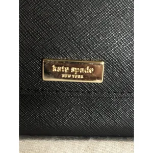 Kate Spade‎ Black Wristlet Wallet Gold Hardware Logo 6.5x3.5 EUC thumbnail 2