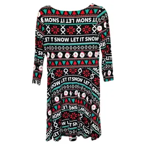 Holiday Christmas Skater Dress L Black Let It Snow Ugly‎ Sweater Argyle Novelty thumbnail 2