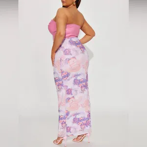 Faux Leather & Mesh Maxi Dress - Pink/combo - Small- 3/5 thumbnail 6