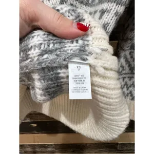 Aerie NWT Gray Cream Wool Blend 1/4 Zip Pullover Sweater Oversized XS thumbnail 5