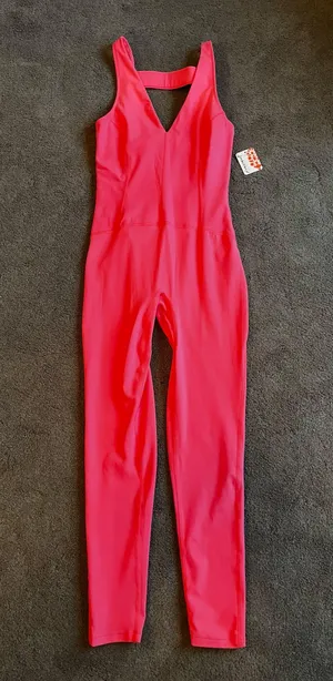 NWT Free People Movement ‘Never Better’ Neon Coral Women’s size XS Jumpsuit thumbnail 1