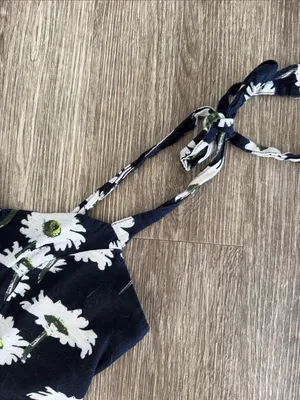 Urban outfitters Positano midi dress navy blue sunflower floral boho small thumbnail 5