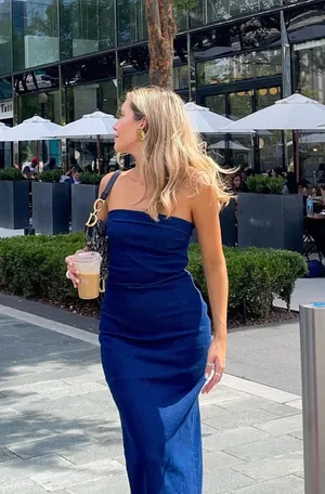 NA-KD Dress Maxi Denim Strapless thumbnail 2
