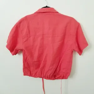{S} Athleta Playa Linen Tie Top Passionfruit Coral thumbnail 4
