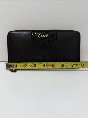 Coach Ashley Zip Around Accordion Leather Wallet Black thumbnail 10
