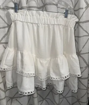 White Tiered Ruffle Mini Skort Size 2X thumbnail 1