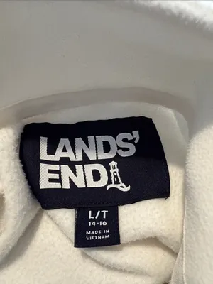Lands' End Large Ivory Fleece Half Zip Pullover Sweatshirt Jacket thumbnail 3