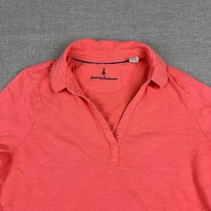 Tommy Bahama Polo Shirt Womens M Pink Collared 3/4 Sleeve Lightweight Jersey Top thumbnail 3